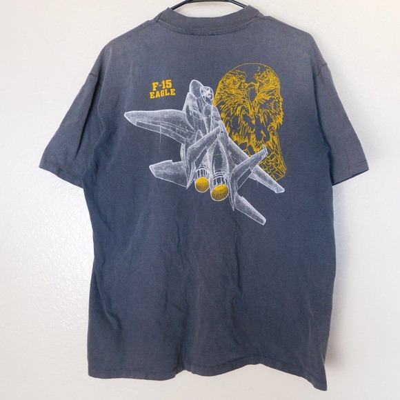 Vintage 80s Fighter Jet F-15 Eagle Plane Faded Shirt Adult XL Single Stitch RARE - Picture 15 of 15